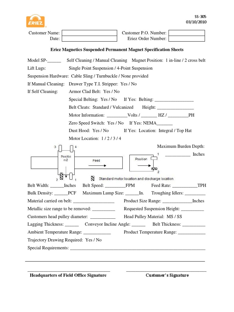 SS-305 Suspended Permanent Magnet Spec Sheet | PDF