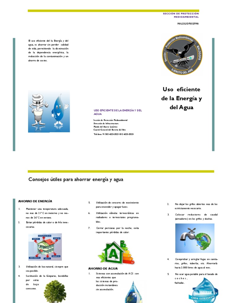 Triptico Uso Energa y Agua | PDF | Agua | Uso eficiente de energía