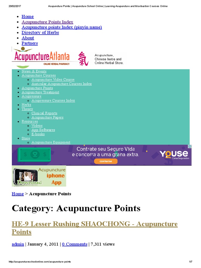Acupuncture Points Acupuncture School Online Learning Acupuncture