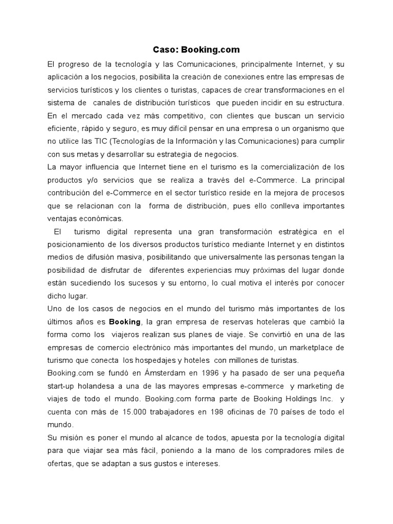 Caso booking pdf booking com turismo