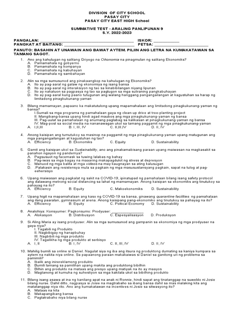 Ap 9 Summative 1 | PDF