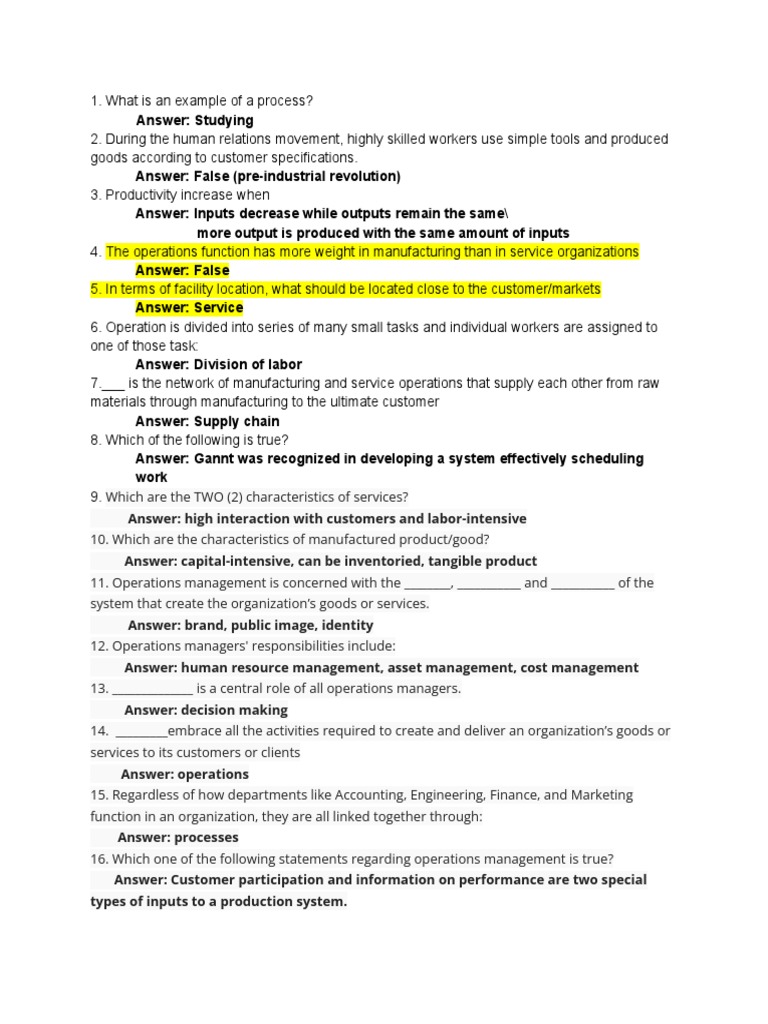 Operations Management Concepts Explained | PDF | Operations Management ...