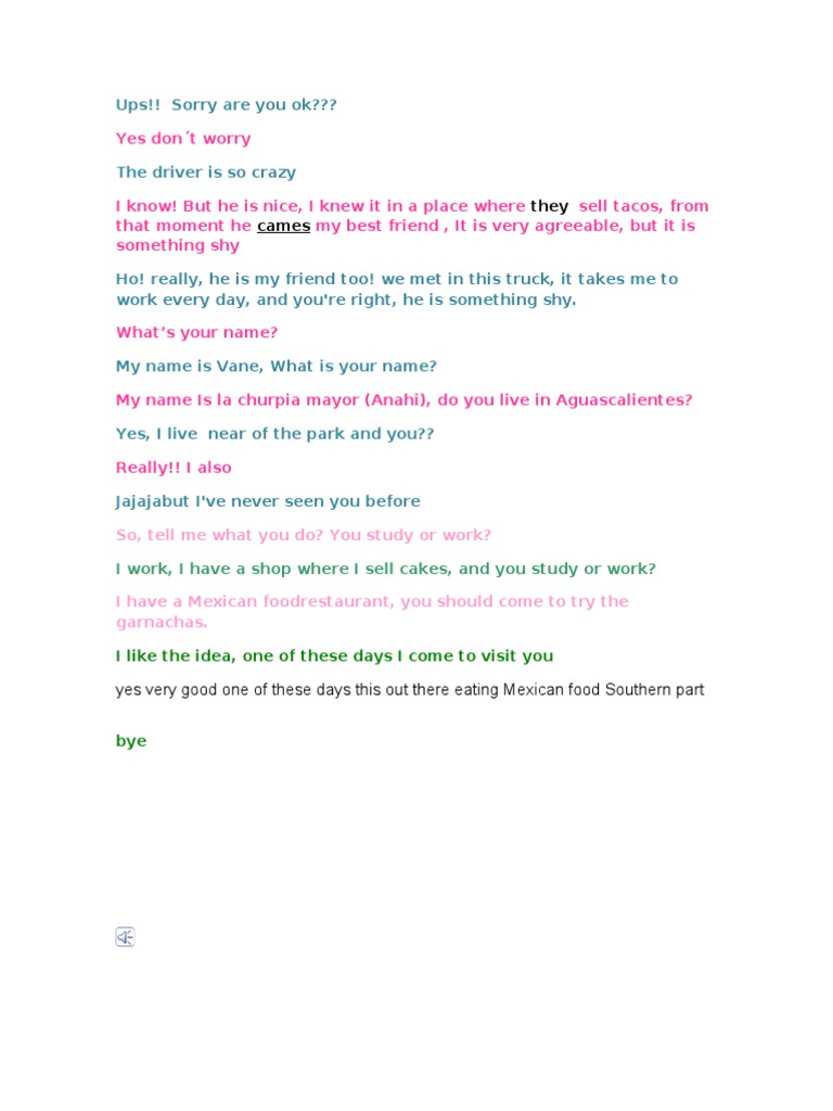 Friendly Chat About Work and Food | PDF | Cooking, Food & Wine