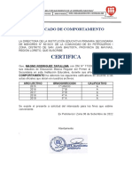 Certificado de Comportamiento - Magno Rodriguez Tapullima