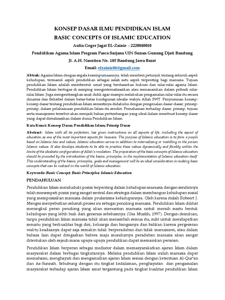 Konsep Dasar Pendidikan Islam | PDF | Karier & Perkembangan | Agama ...