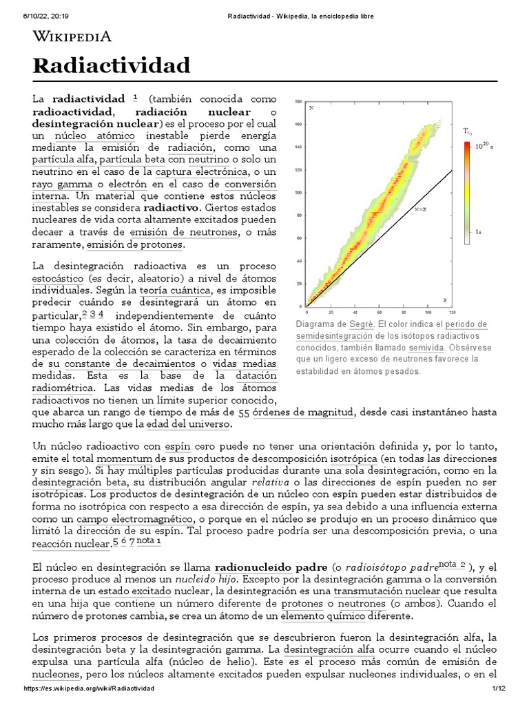 Radiactividad Pdf Desintegración Radioactiva Núcleo Atómico