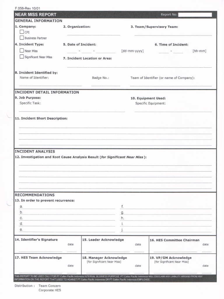 Near Miss Report Form (Sesuai Jumlah Peserta) | PDF