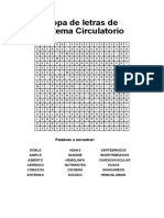 Sopa de Letras de Sistema Circulatorio