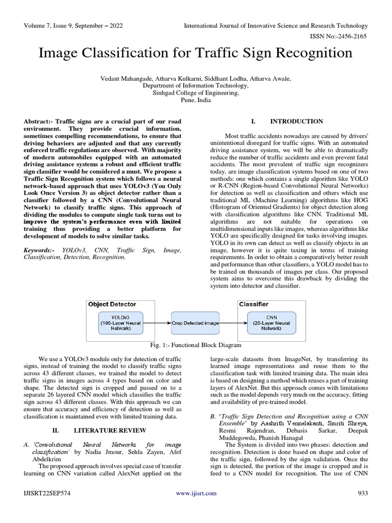 Image Classification For Traffic Sign Recognition Pdf Computing