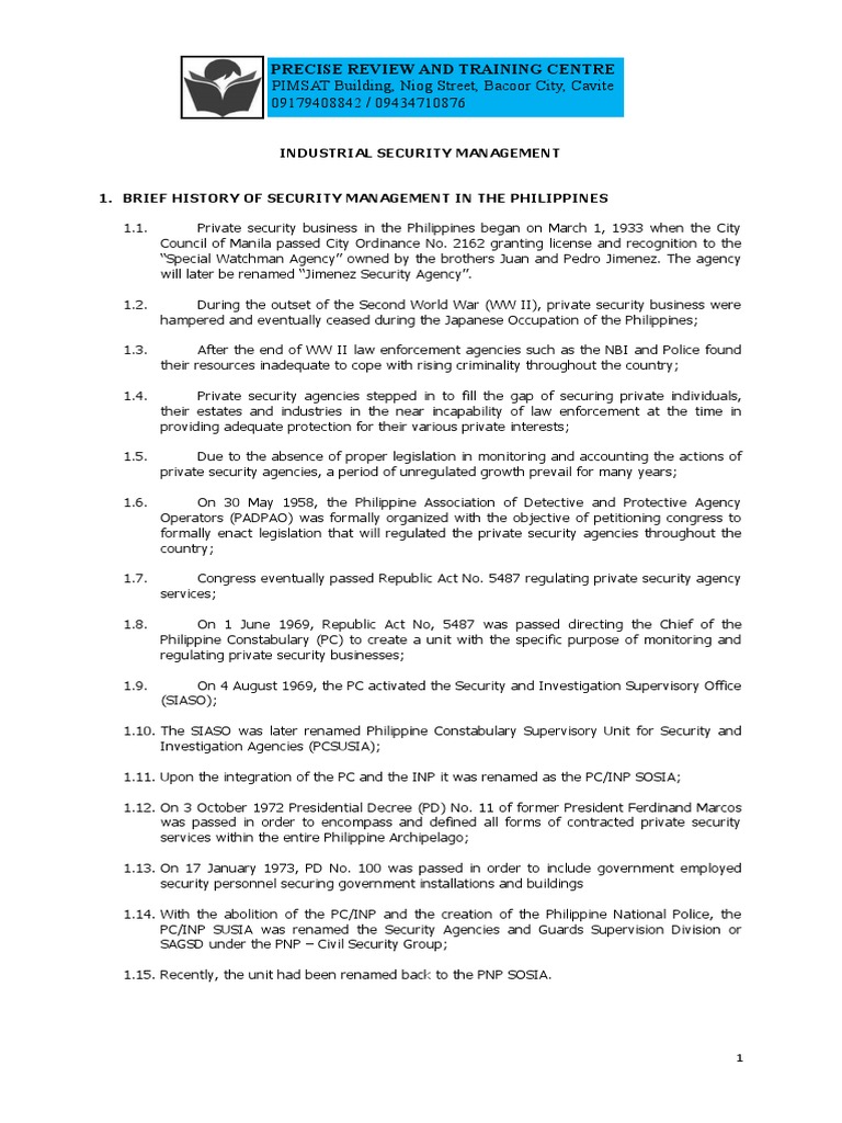 Industrial Security Management Pdf Lighting Security Guard