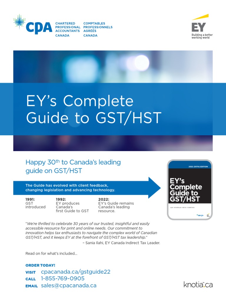 EY's 30th GST/HST Guide Overview | PDF | Taxes | Public Finance