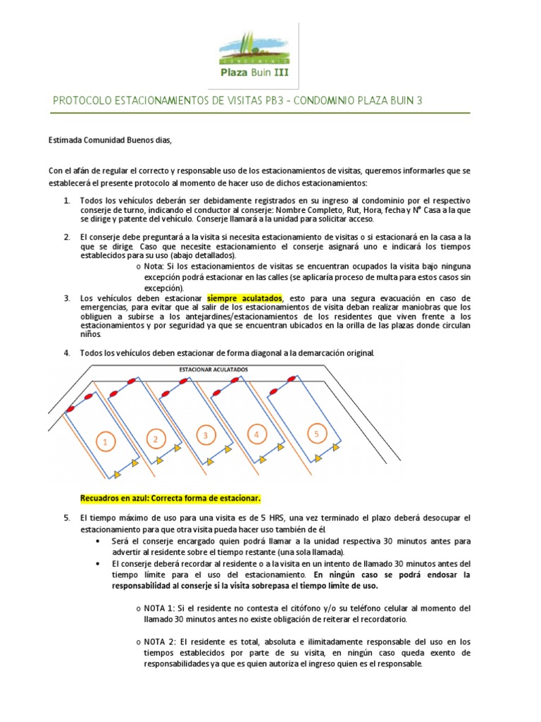 Protocolo Est de Visitas PB3 | PDF | Condominio