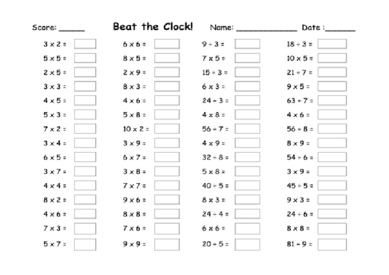 Beat The Clock Maths PDF