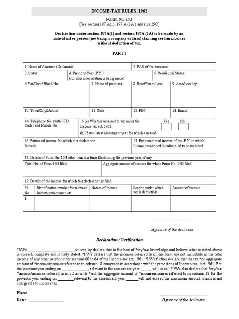 Income Tax Form No. 15G Guidelines | PDF | Income Tax | Economies