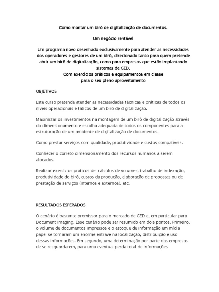 Como Montar um Birô de Digitalização | PDF | Gestão de relacionamento ...