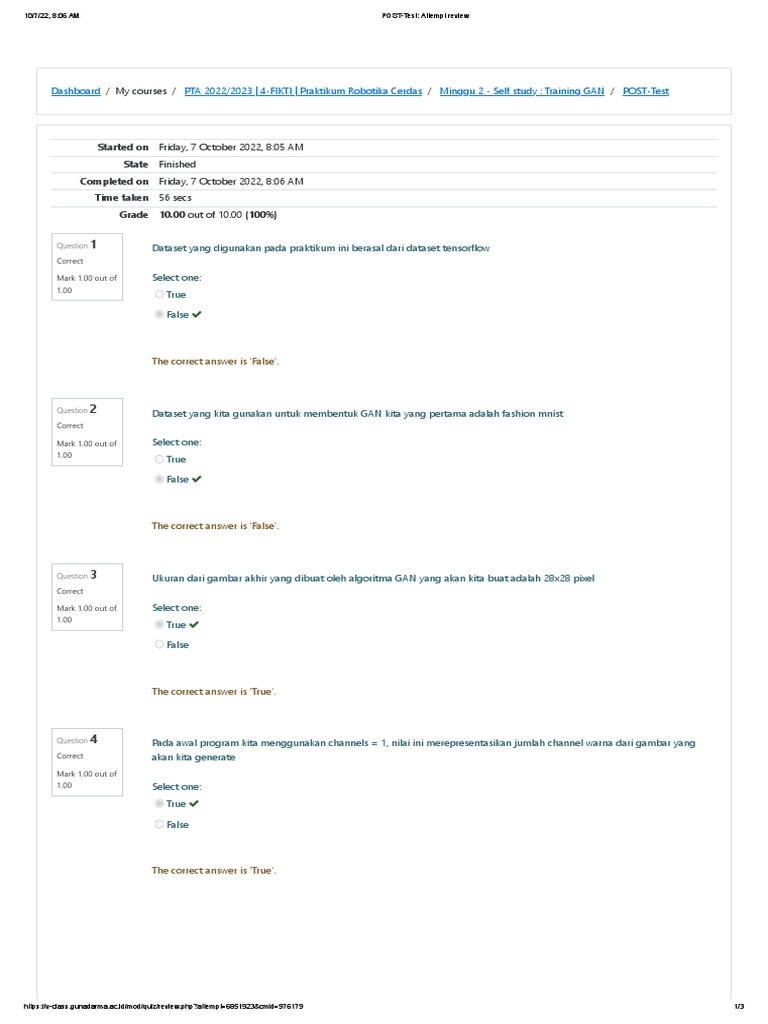 Post Test Attempt Review Pdf