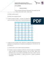 UNILA Lista de exercícios estatística