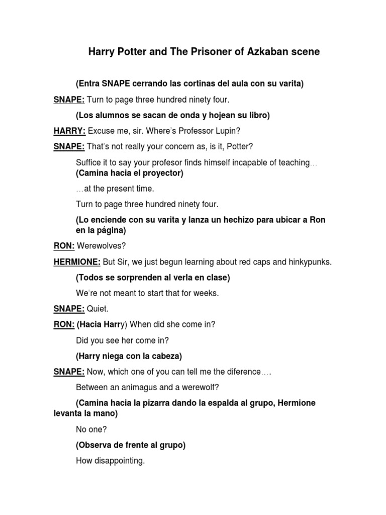 Harry Potter and The Prisoner of Azkaban Scene PDF General