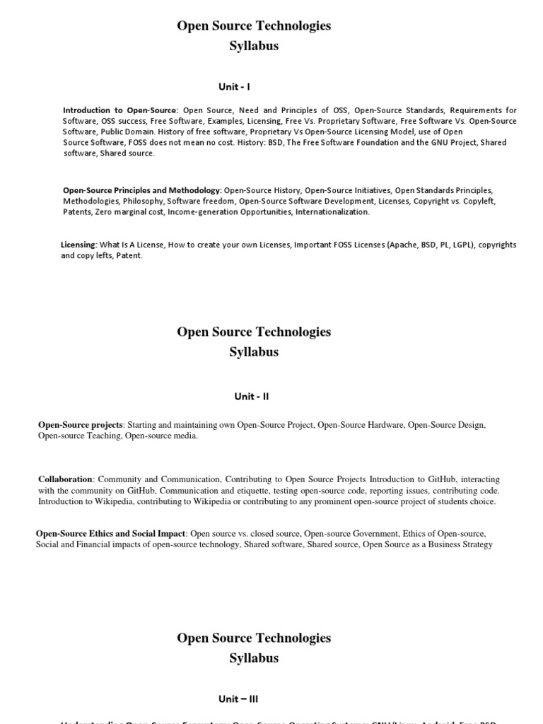 Open source technologies syllabus unit i pdf free software