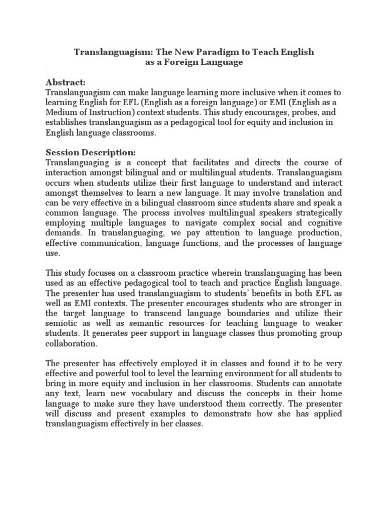 translanguagism-the-new-paradigm-to-teach-english-as-a-foreign
