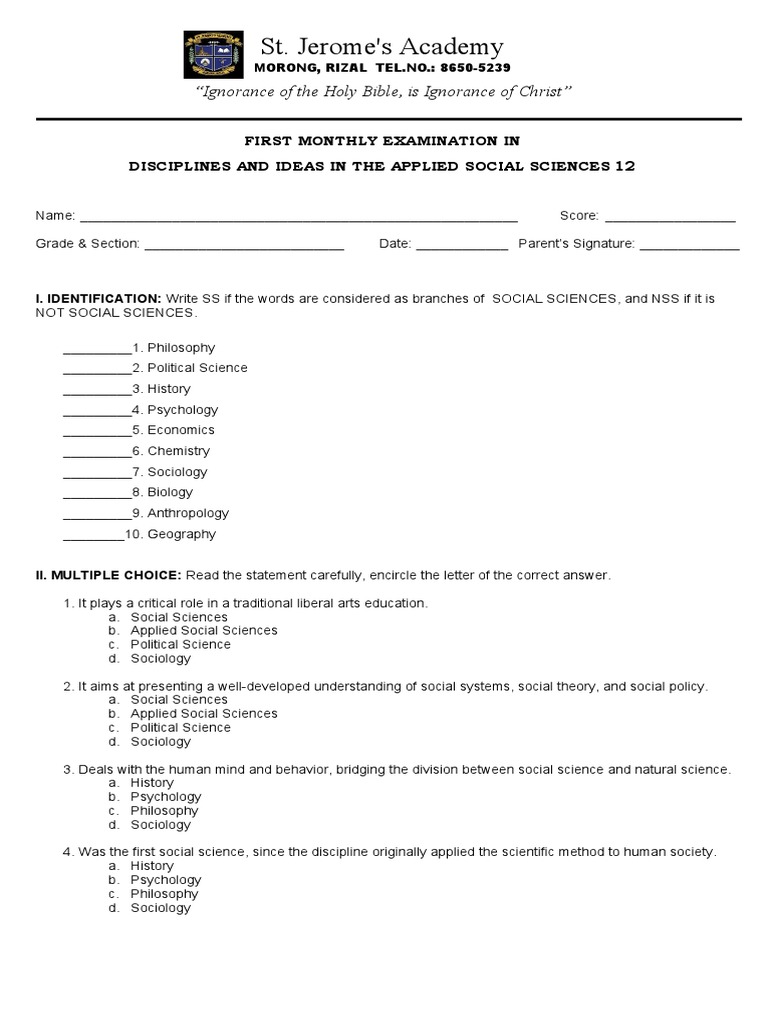Applied Social Sciences Exam Guide | PDF | Social Sciences | Science