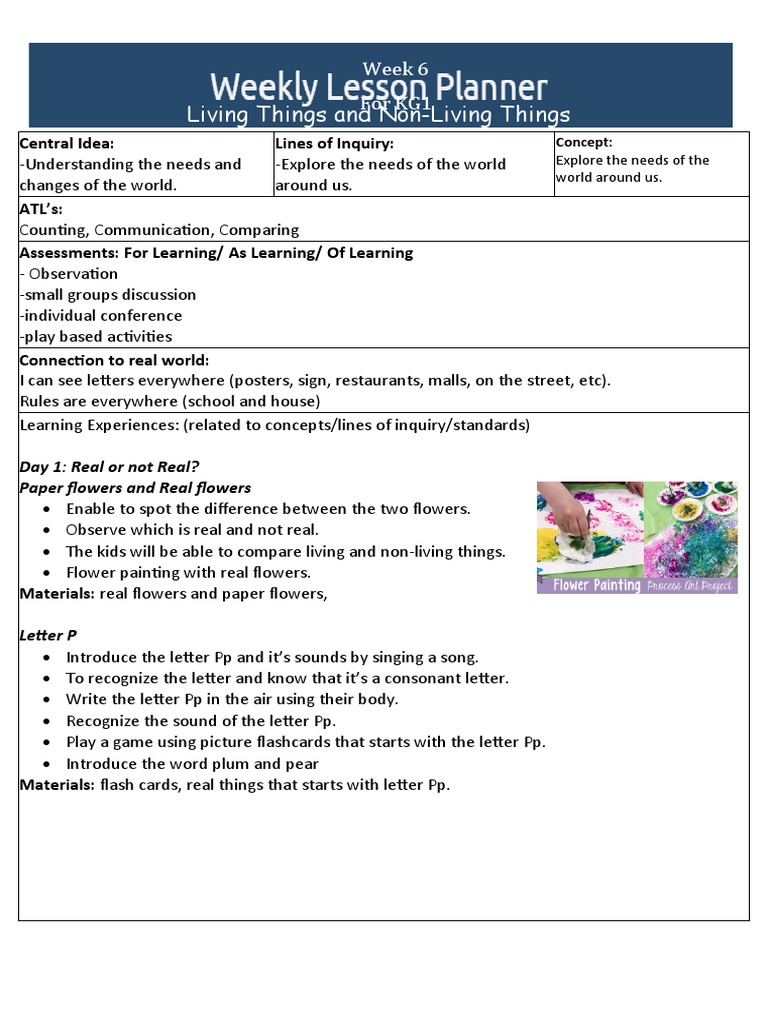 Week 6 Weekly Planner | PDF | Cognition | Learning