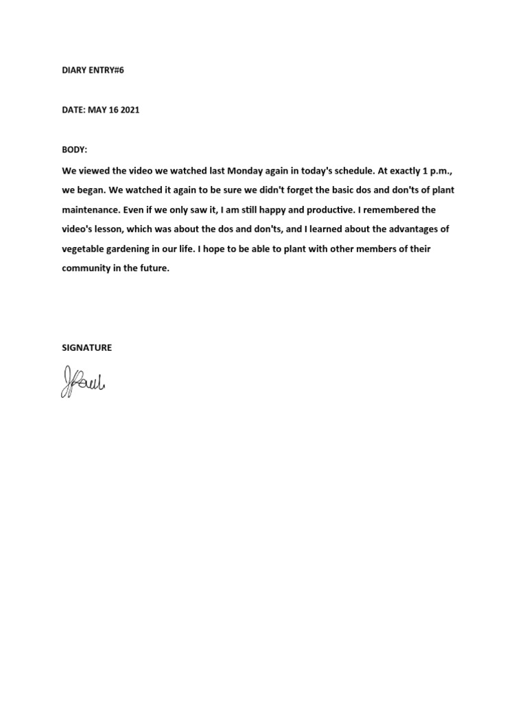 Diary Entry#6 | PDF