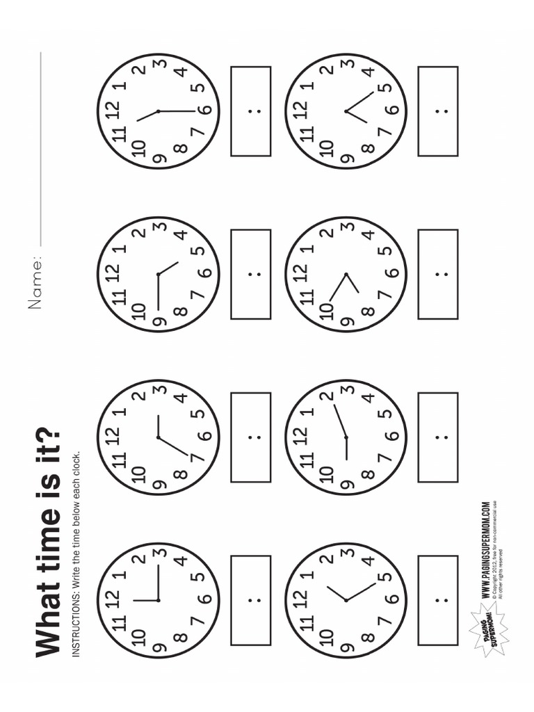 Telling Time Worksheet 2 | PDF
