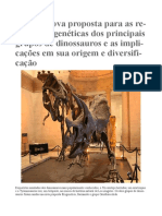 Sobre A Nova Proposta para As Relações Filogenéticas Dos Principais Grupos de Dinossauros e As Implicações em Sua Origem e Diversificação