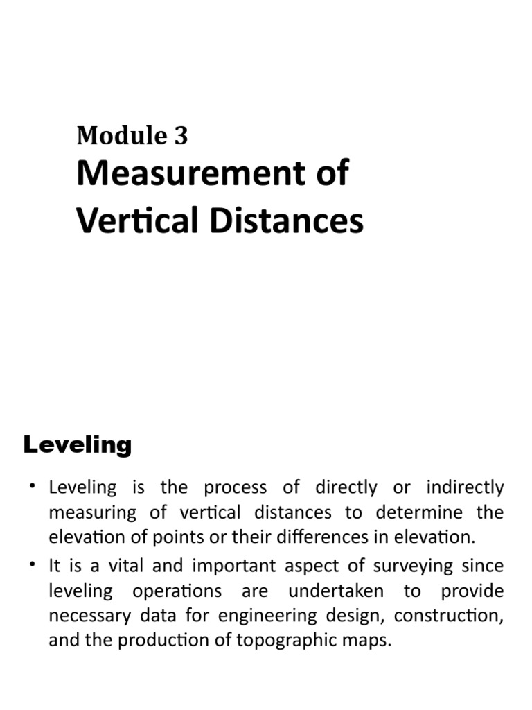 Vertical Distance Measurement in Leveling | PDF | Sea Level | Metrology