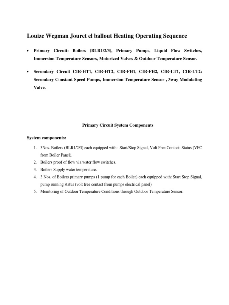 Boiler Operation Sequence Overview | PDF | Water Heating | Pump