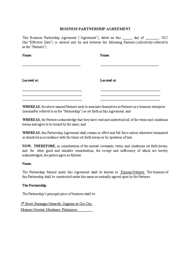 Partnership Agreement | PDF | Partnership | Business Law