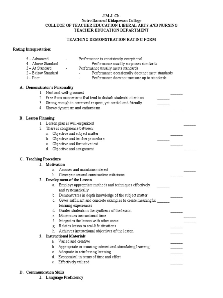 Rubrics Demo Teaching | PDF | Teaching Method | Question