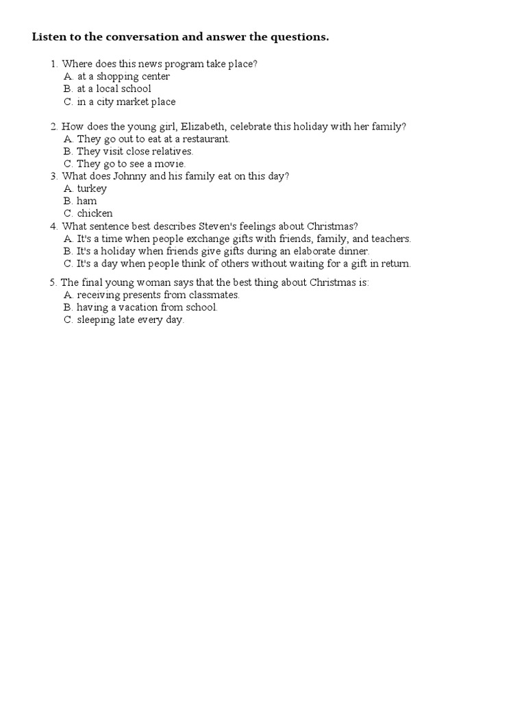 Listen To The Conversation and Answer The Questions | PDF | Sports ...