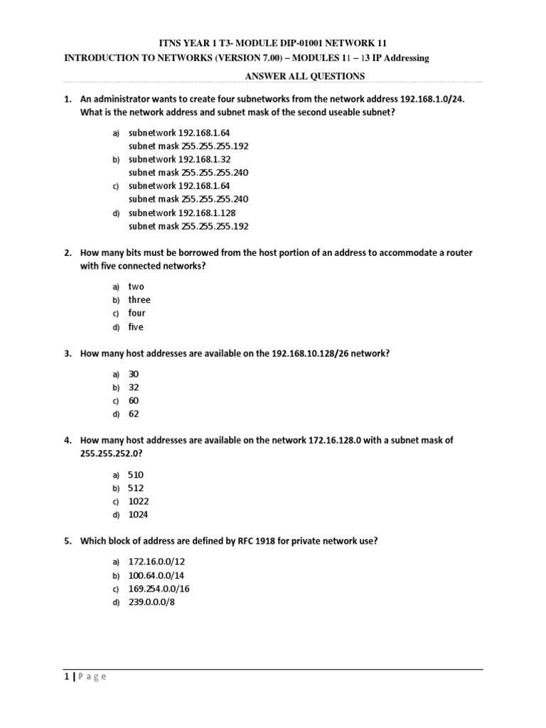 Introduction To Networks Version 7.00