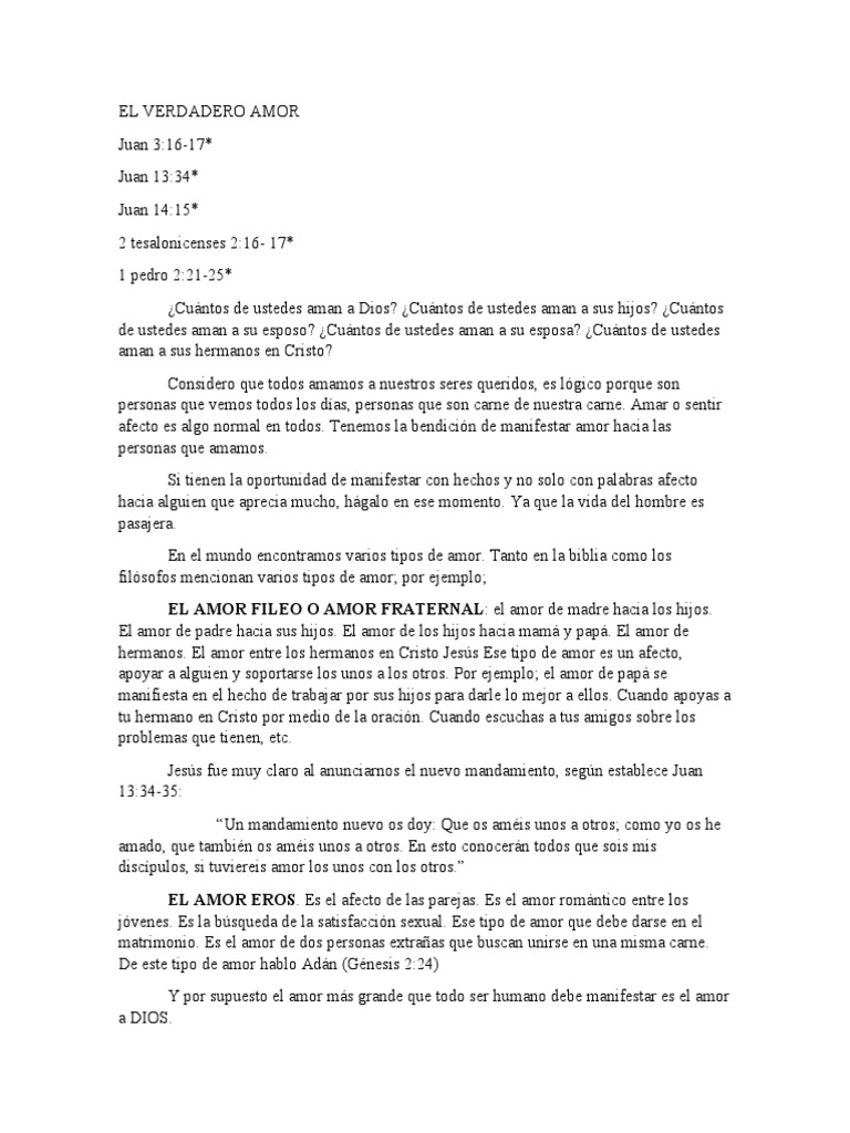 El Verdadero Amor | PDF | Amor | Cristo (título)