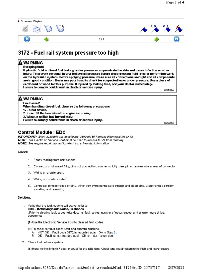 3172 Fuel Rail System Pressure Too High Control Module EDC PDF