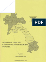 Glossary of Terms For Education Sector Development in Lao PDR