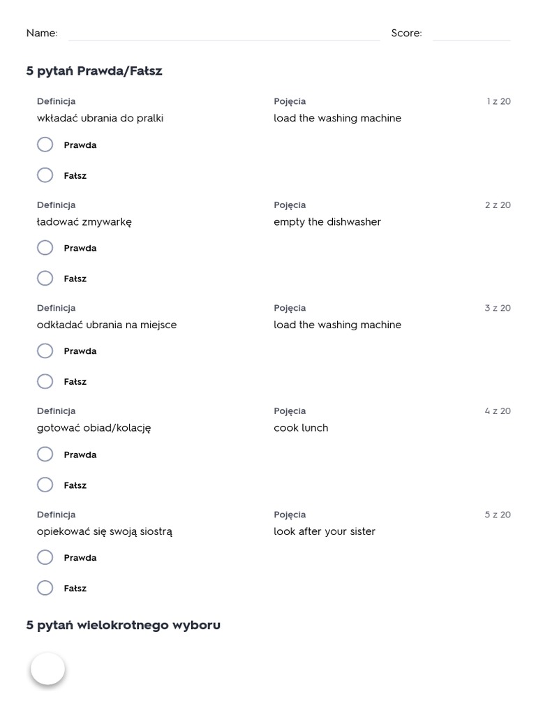 Test_ English Class A2 Unit 1 Household Chores _ Quizlet PDF