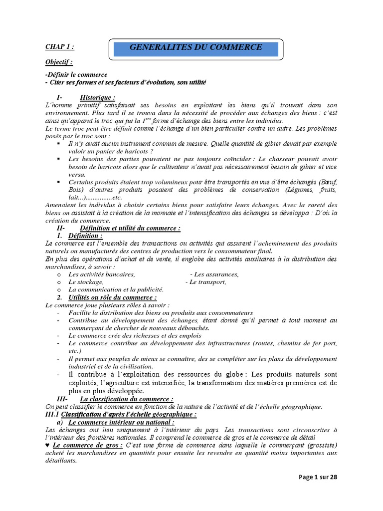 Introduction au commerce et ses définitions | PDF | Commerce | Courtier