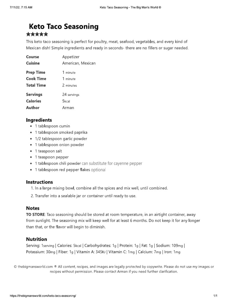 Keto Taco Seasoning PDF