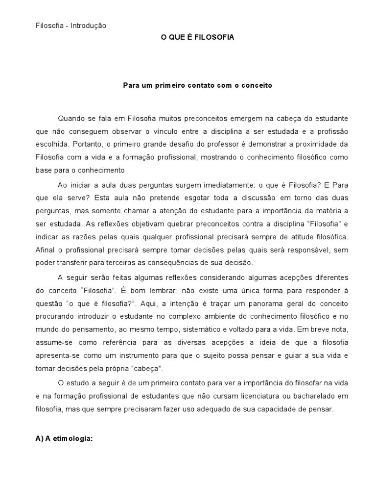 O Que É Filosofia - InTRODUÇÃO | PDF | Conhecimento | Science
