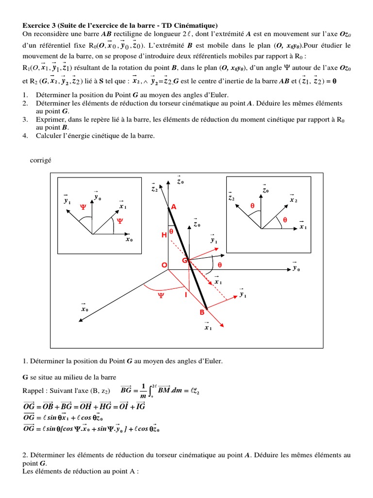 Cinématique d'une barre et d'un disque | PDF | Mouvement de rotation ...