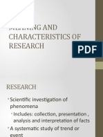 Meaning and Characteristics of Research