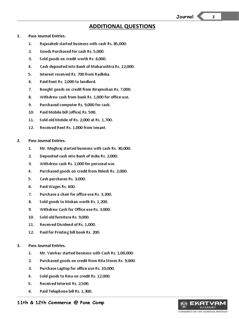 Journal Entries for Business Transactions | PDF | Trade | Financial ...