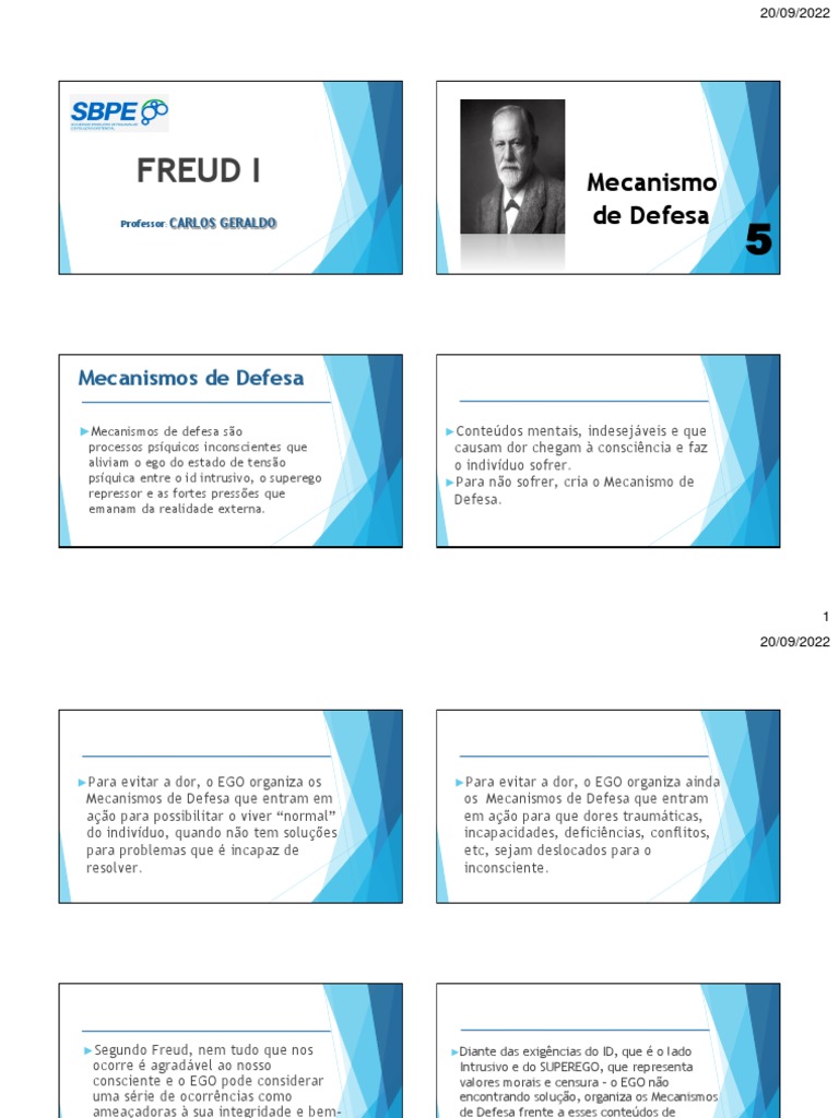 Aula 5 - Mecanismo de Defesa | PDF | Autoimagem | Sigmund Freud