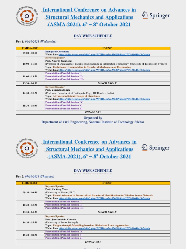 Day Wise Schedule | Download Free PDF | Engineering