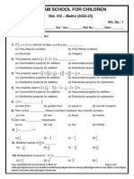 Udgam School Std VIII Maths Rational Numbers WS