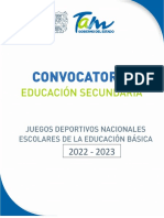 Convocatoria Juegos Escolares Secundarias Oficial 2022-2023