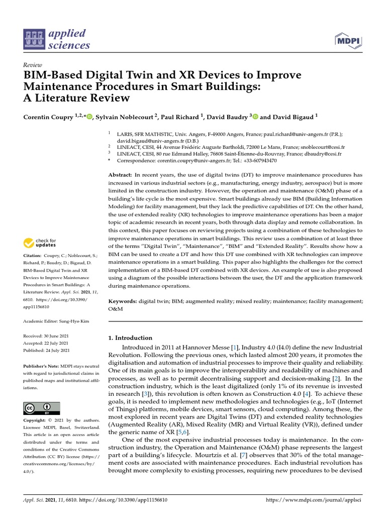 BIM-Based Digital Twin and XR Devices To Improve M | PDF | Augmented ...